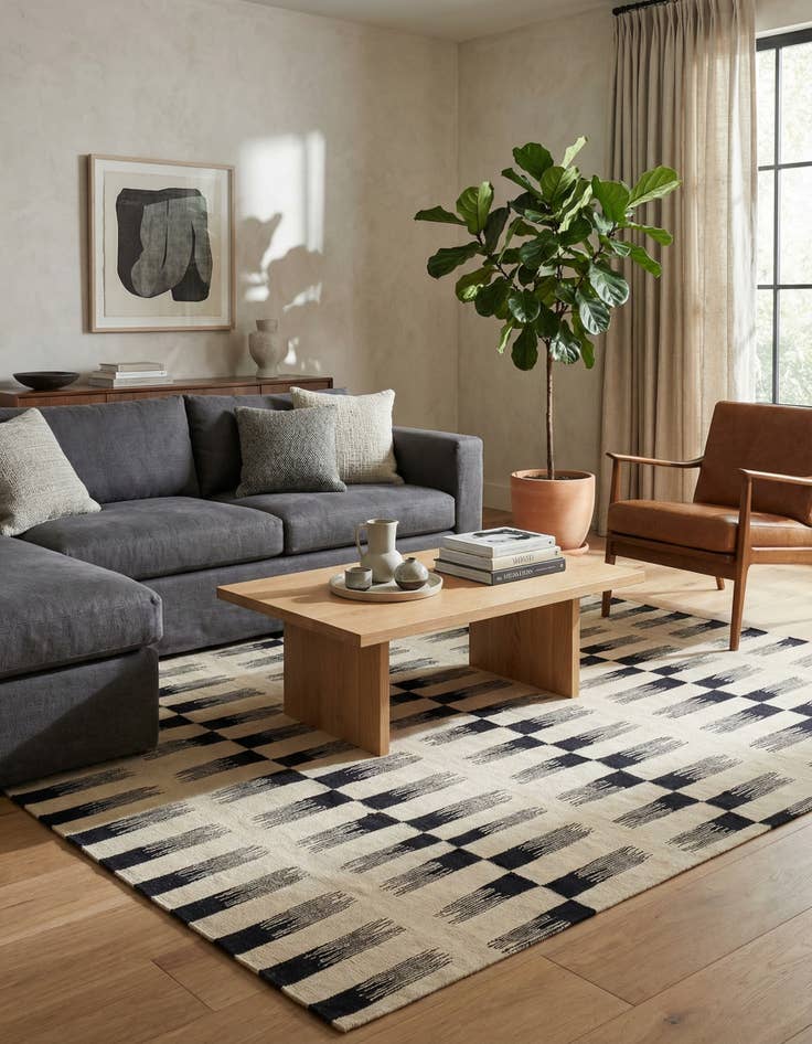 Detail image of 6' x 7' Hand Woven Kilim Modern Wool Square Rug