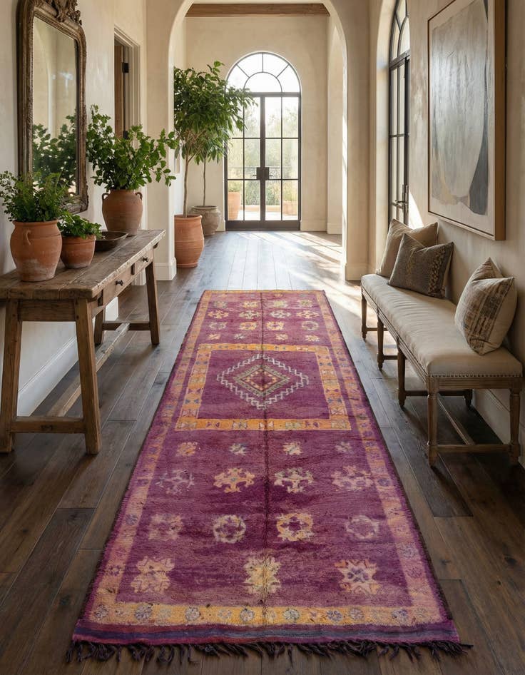 Detail image of 6' 6 x 15' 9 Hand Knotted Moroccan Wool Runner Rug