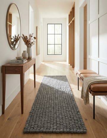 2' x 8' Felt Ball Wool Runner Rug