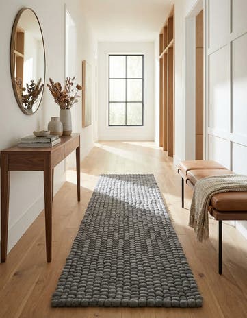 2' x 8' Felt Ball Wool Runner Rug