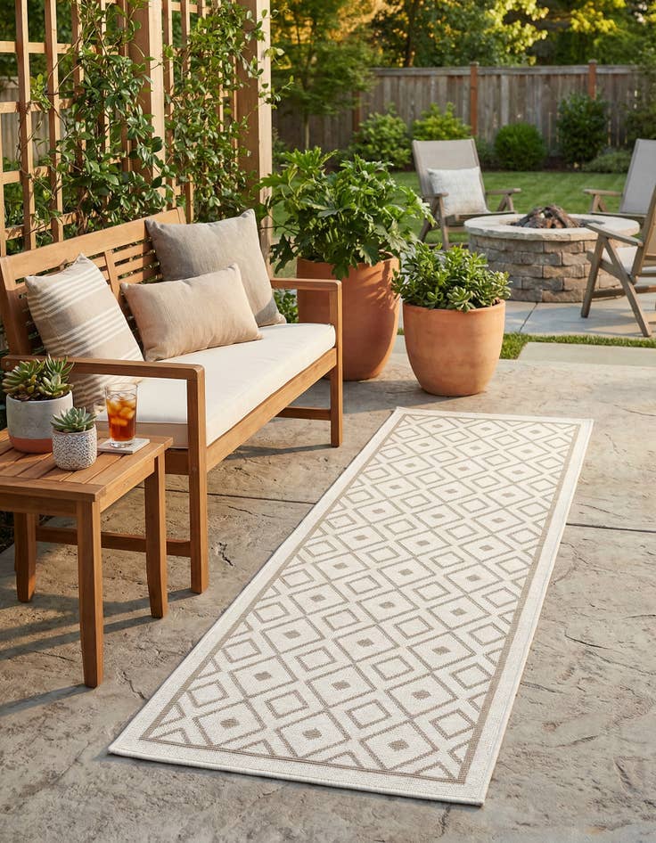 Detail image of 2' x 6' Washable Trellis Indoor / Outdoor Runner Rug