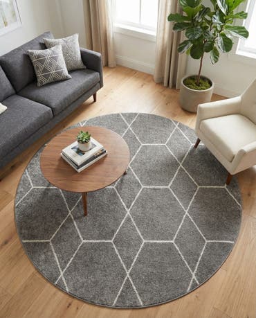  6' x 6' Lattice Frieze Round Rug