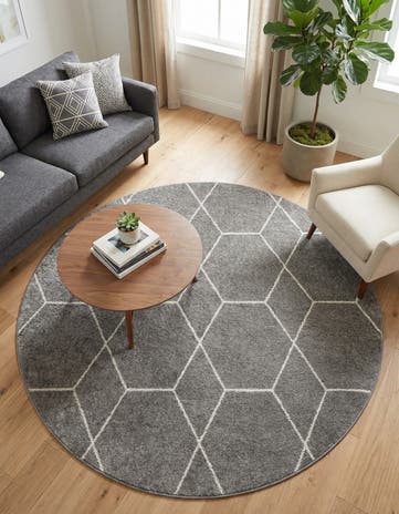 6' x 6' Lattice Frieze Round Rug
