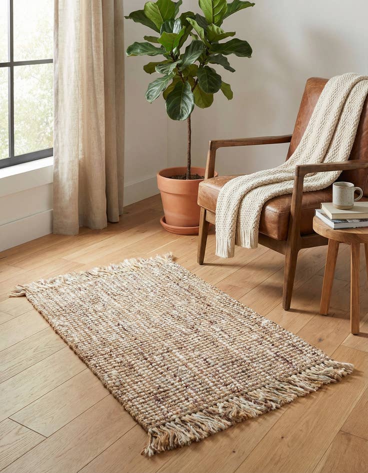 Detail image of 2' x 3' 1  Hand Woven Chunky Jute Rug