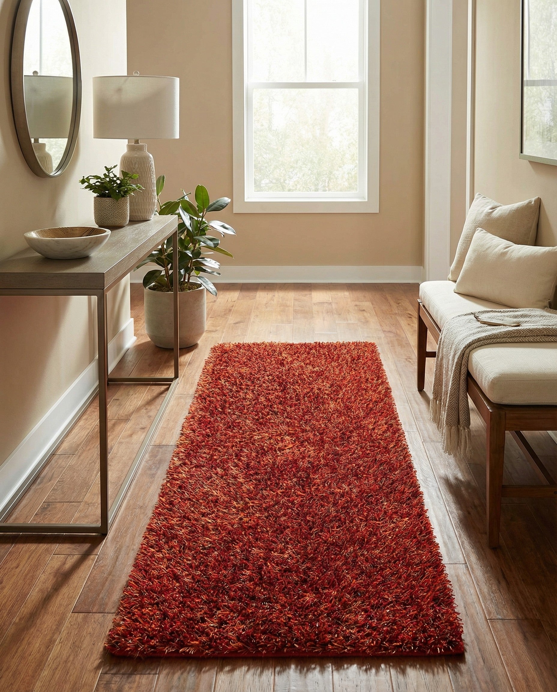 2' 5 x 4' 7 Hand Knotted Two-Tone Shag Oriental Runner Rug