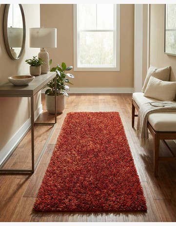 2' 5 x 4' 7 Hand Knotted Two-Tone Shag Oriental Runner Rug