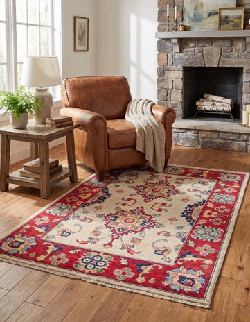 3' 5 x 4' 11 Hand Knotted Kazak Rug
