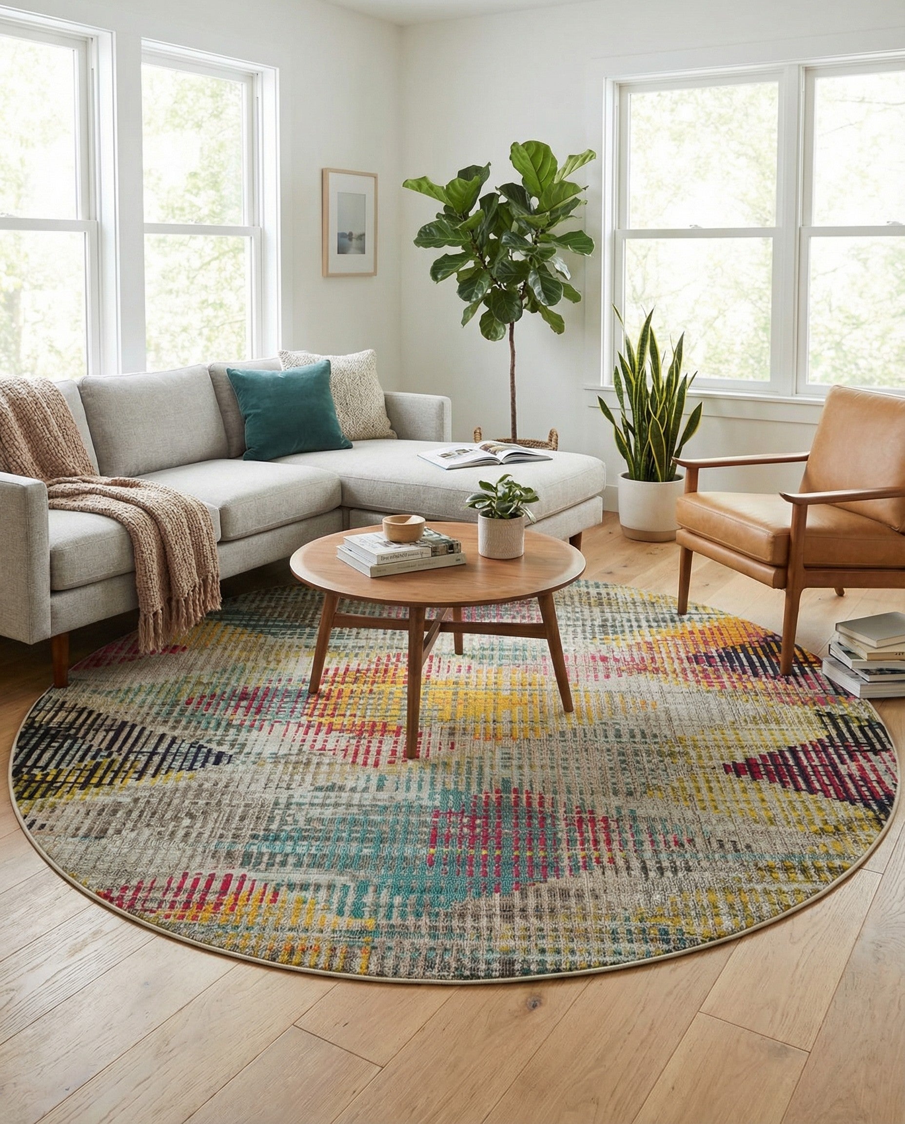 8' x 8'  Washable Spectrum Round Rug
