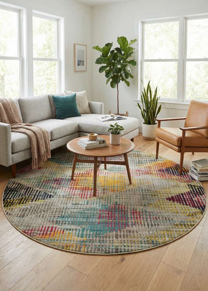 8' x 8' Washable Theia Round Rug