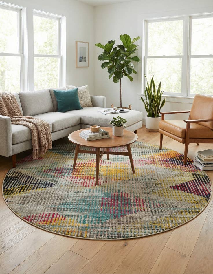 Detail image of 8' x 8' Washable Theia Round Rug