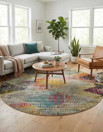 8' x 8' Washable Theia Round Rug