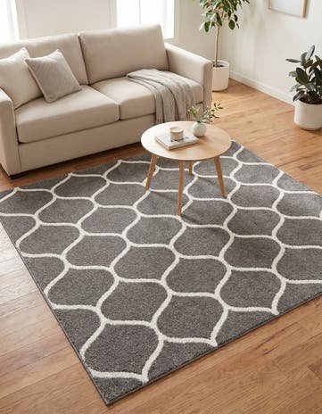5' 3 x 5' 3 Lattice Frieze Square Rug