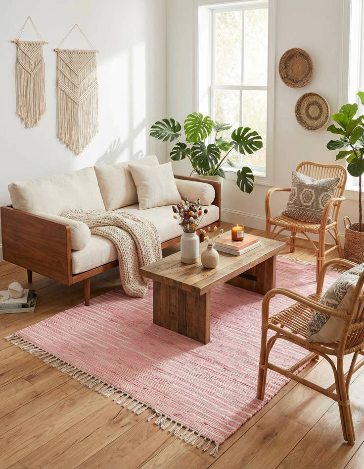 Detail image of 5' 1 x 8' Hand Woven Chindi Cotton Rug