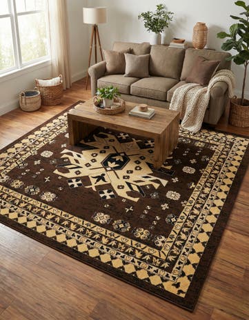 Brown Heris Square Rug