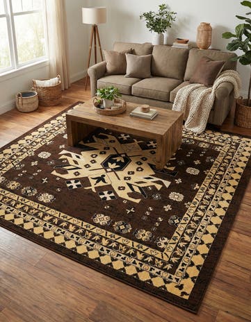 Brown Heris Square Rug