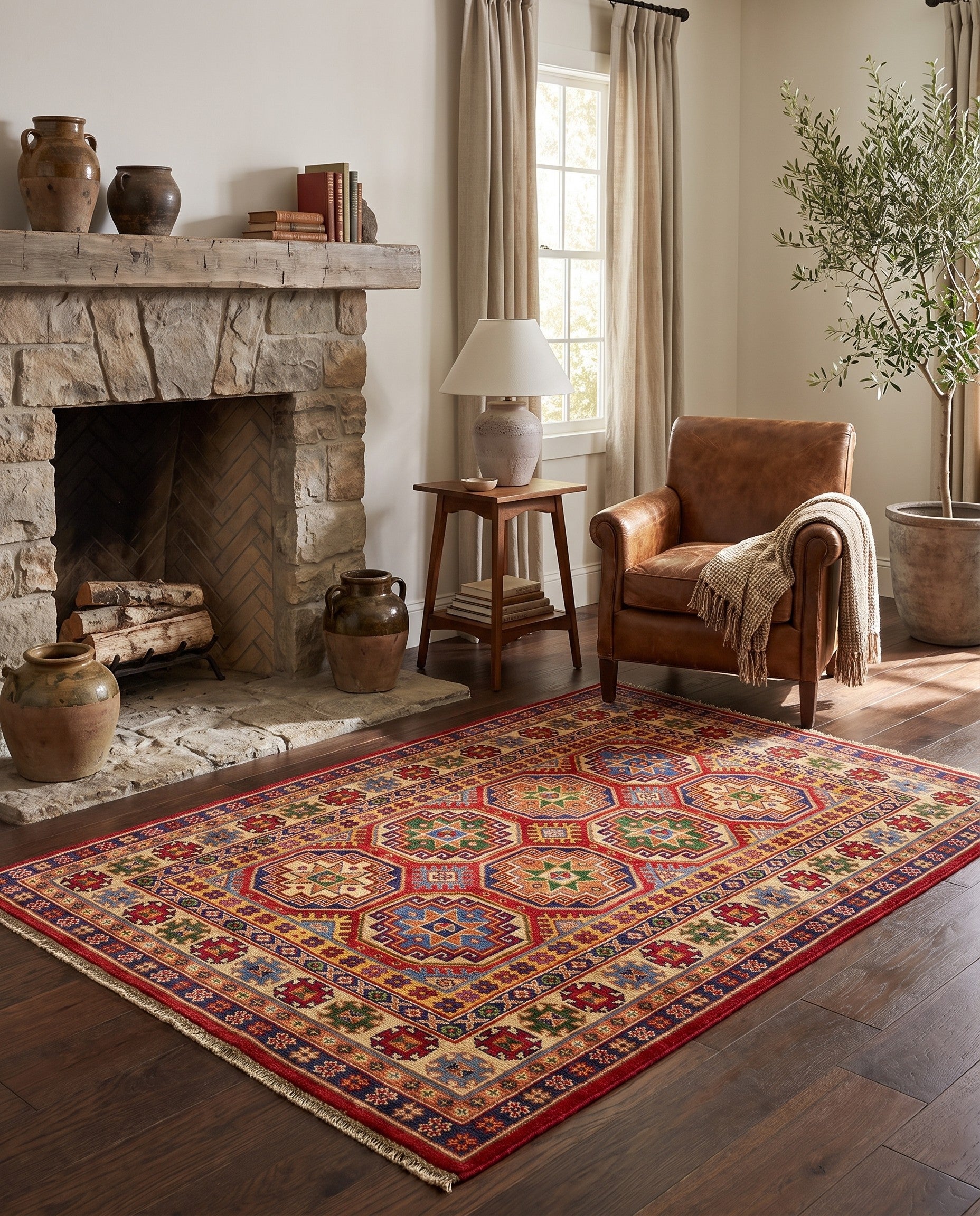 3' 10 x 6' 1 Hand Knotted Kazak Rug