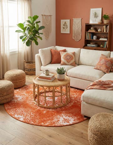 Orange Monte Carlo Round Rug