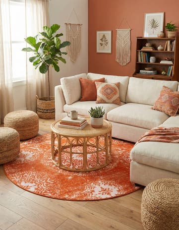 Orange Monte Carlo Round Rug