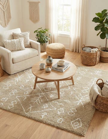 Taupe Moroccan Shag Square Rug