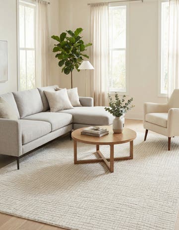 Ivory White Textura Designer Rug