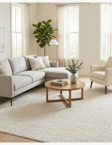 Ivory White Textura Designer Rug