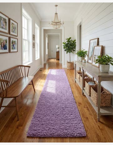 Lilac Solid Shag Runner Rug