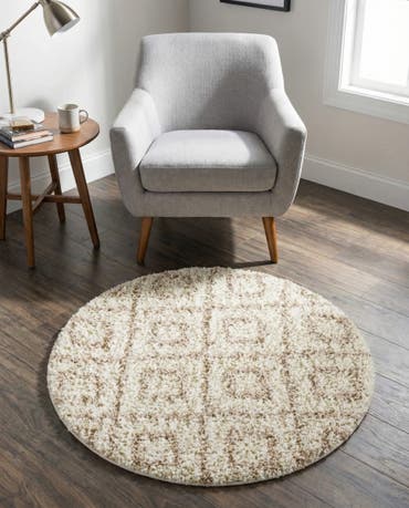  3' 3 x 3' 3 Lattice Shag Round Rug