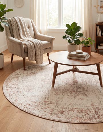 Rose Pink and Ivory Monaco Round Rug
