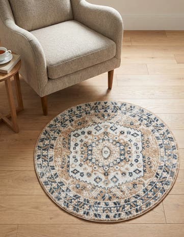 Beige Oxford Round Rug