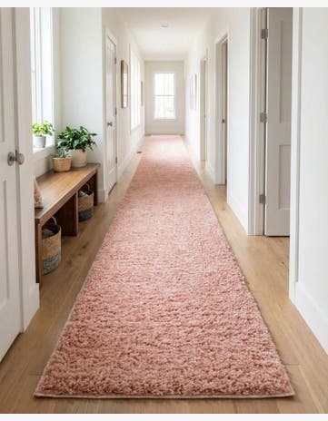 Rose Pink Everyday Shag Runner Rug
