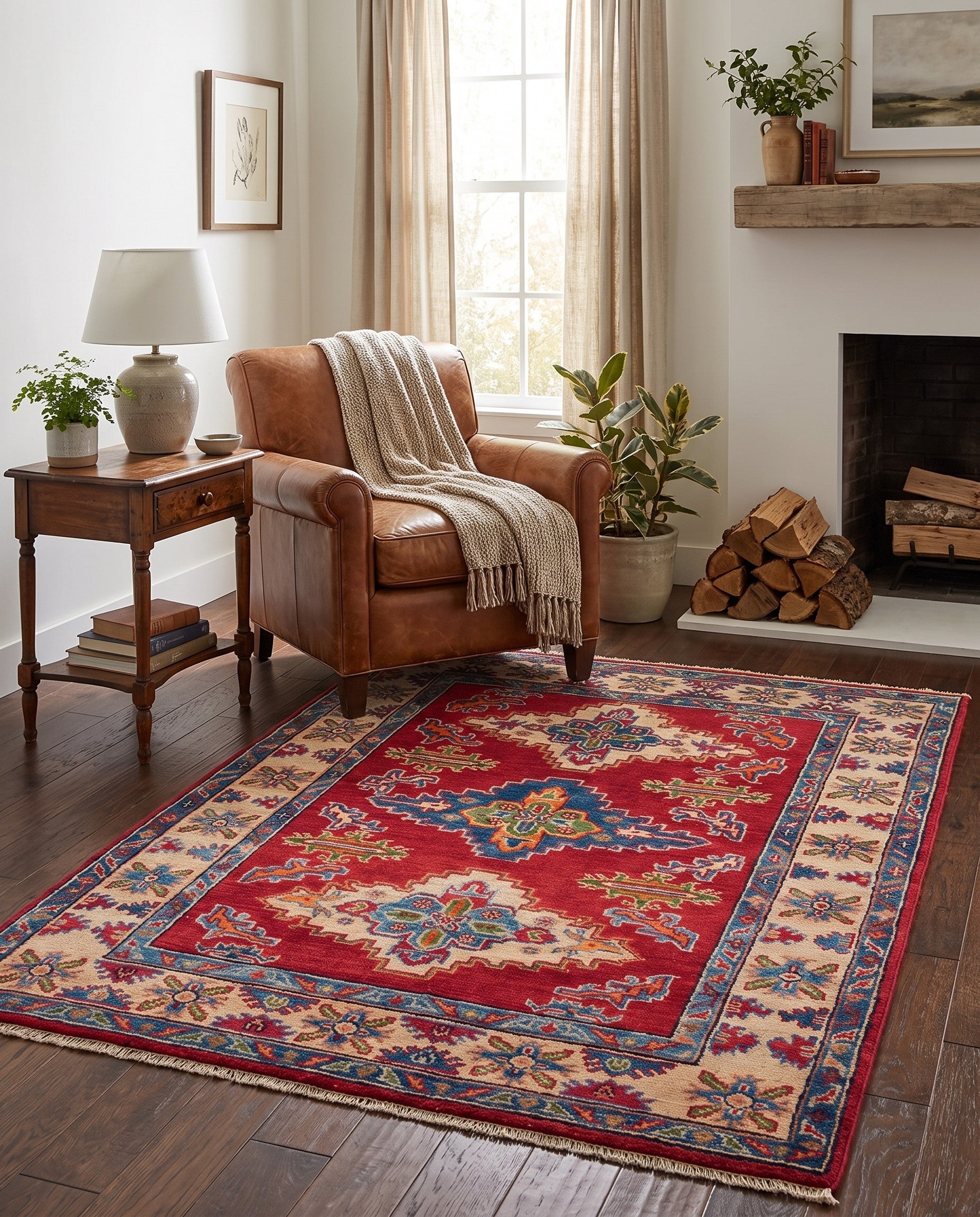 3' 5 x 4' 8 Hand Knotted Kazak Rug