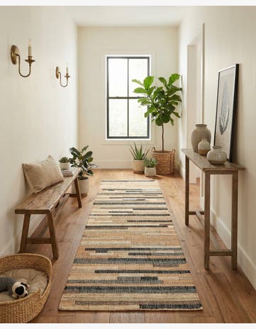 Beige Hand Woven Kala Handwoven Jute Runner Rug