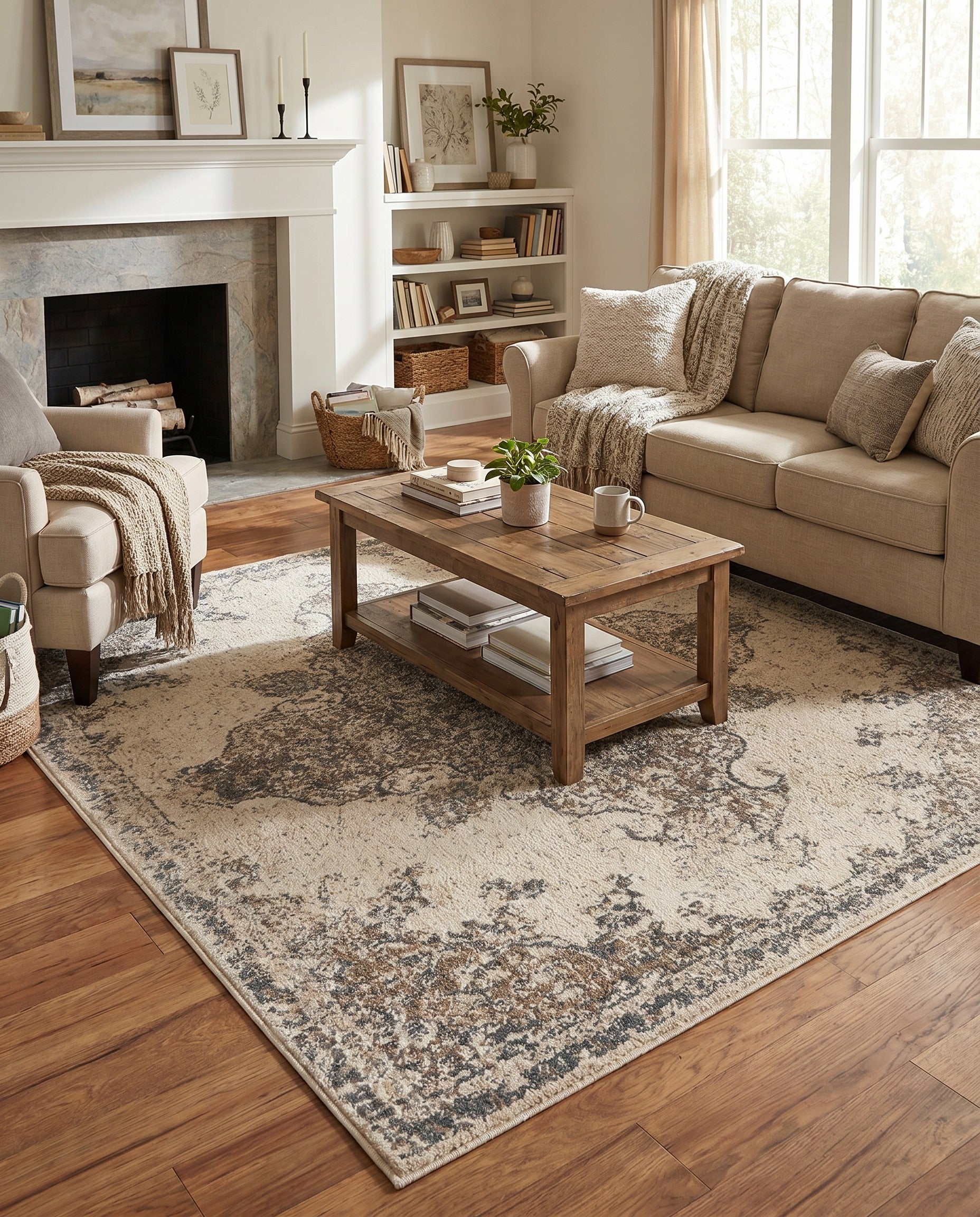 Cream Sahara Square Rug