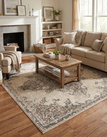 Cream Mojave Square Rug