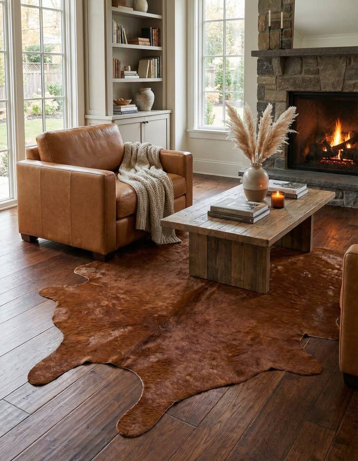 Detail image of 5' x 5' 7 Cowhide Leather Rug