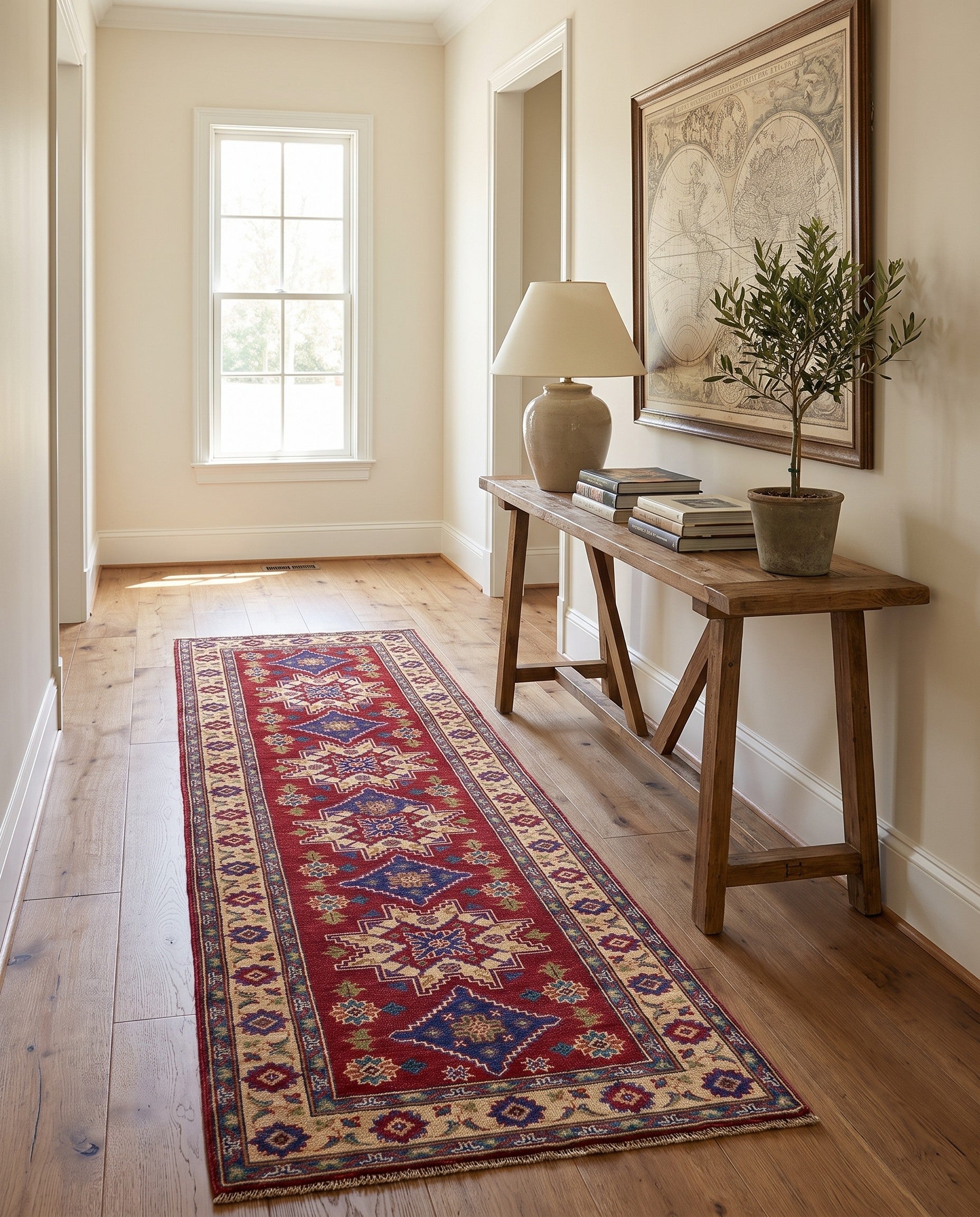 80cm x 300cm Hand Knotted Kazak Runner Rug