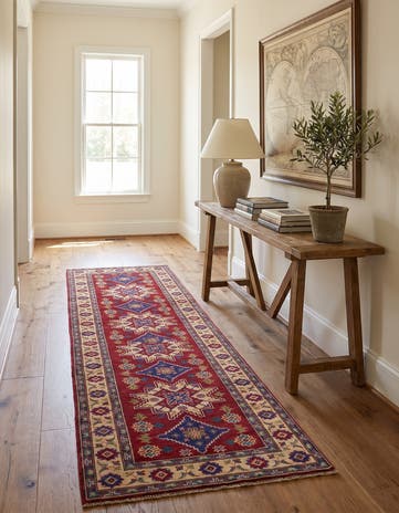 80cm x 300cm Hand Knotted Kazak Runner Rug