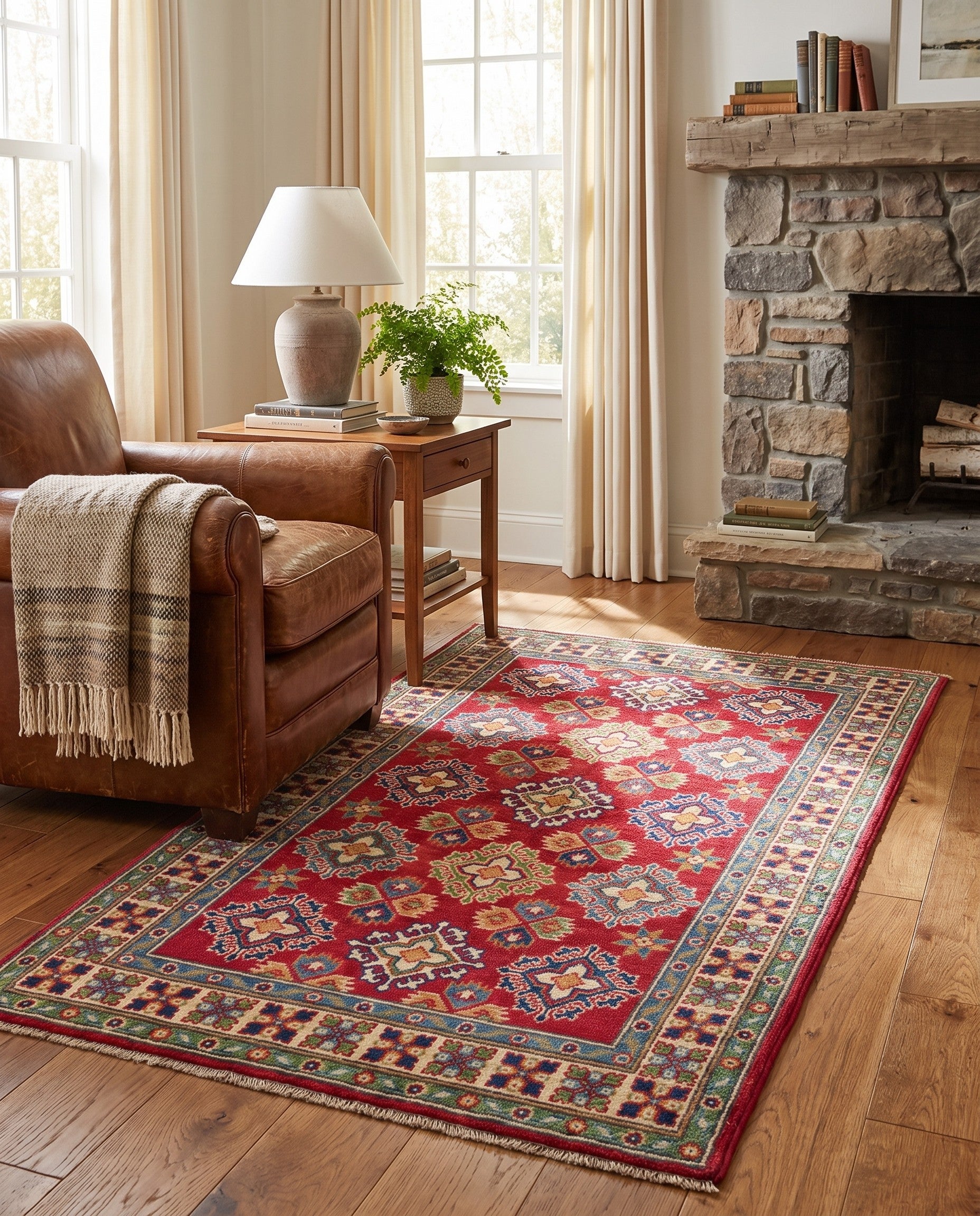 3' 2 x 5' 3 Hand Knotted Kazak Rug