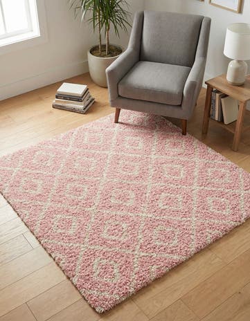 4' x 4' Lattice Shag Square Rug