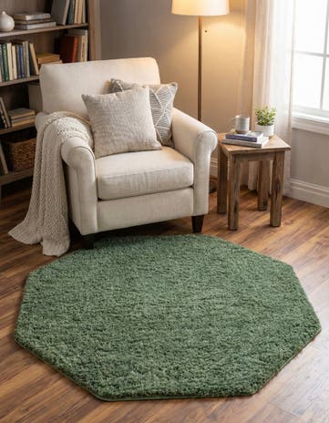 Green Everyday Shag Octagon Rug
