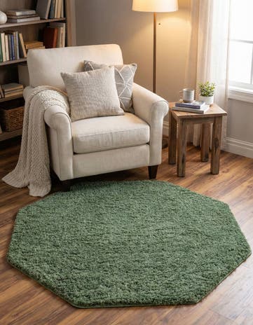 Green Everyday Shag Octagon Rug