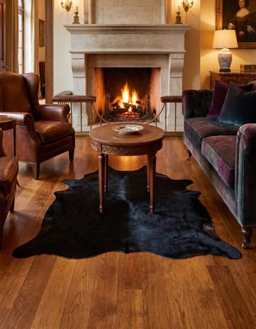 4' 9 x 4' 11 Cowhide Leather Square Rug