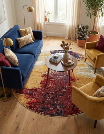 Orange Washable Hyacinth Round Rug