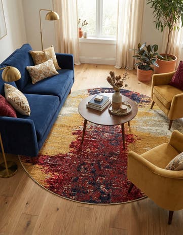 Orange Washable Hyacinth Round Rug