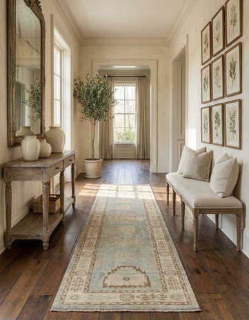 2' 10 x 10' 4 Hand Knotted Oushak Wool Runner Rug