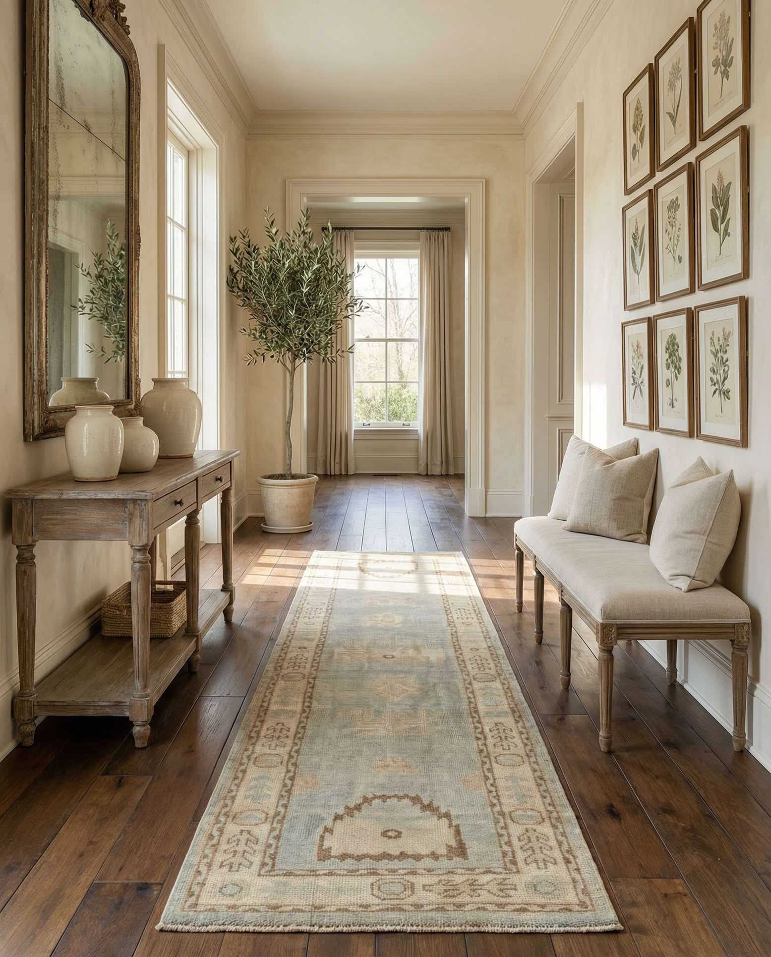 2' 10 x 10' 4 Hand Knotted Oushak Wool Runner Rug