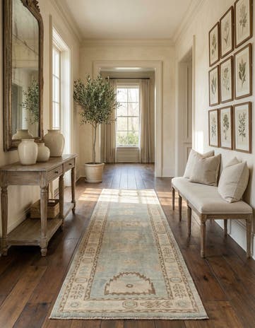 2' 10 x 10' 4 Hand Knotted Oushak Wool Runner Rug