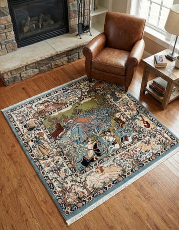 Blue Nain Design Square Rug
