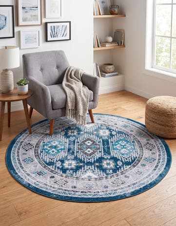 Blue Aarhus Round Rug