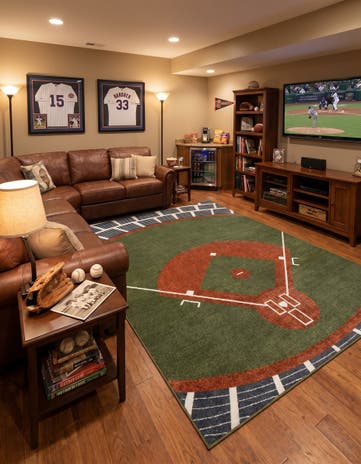 Green and Blue Sports Washable Rug